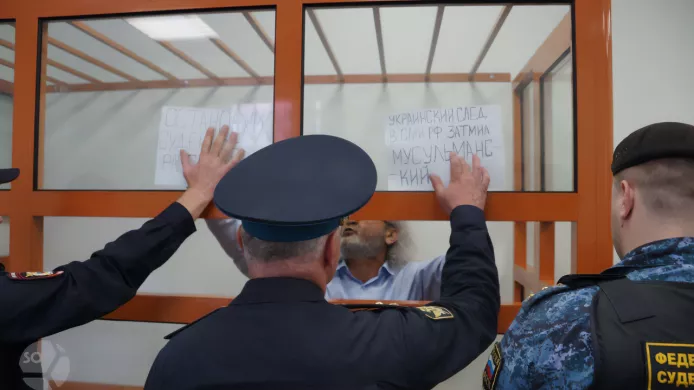 Bakhrom Khamroev at the 2nd Western District Military Court, 23 May 2023 / Photo: Vlada Makeychik, <a href="https://t.me/sotavisionmedia/14416">SOTA</a>