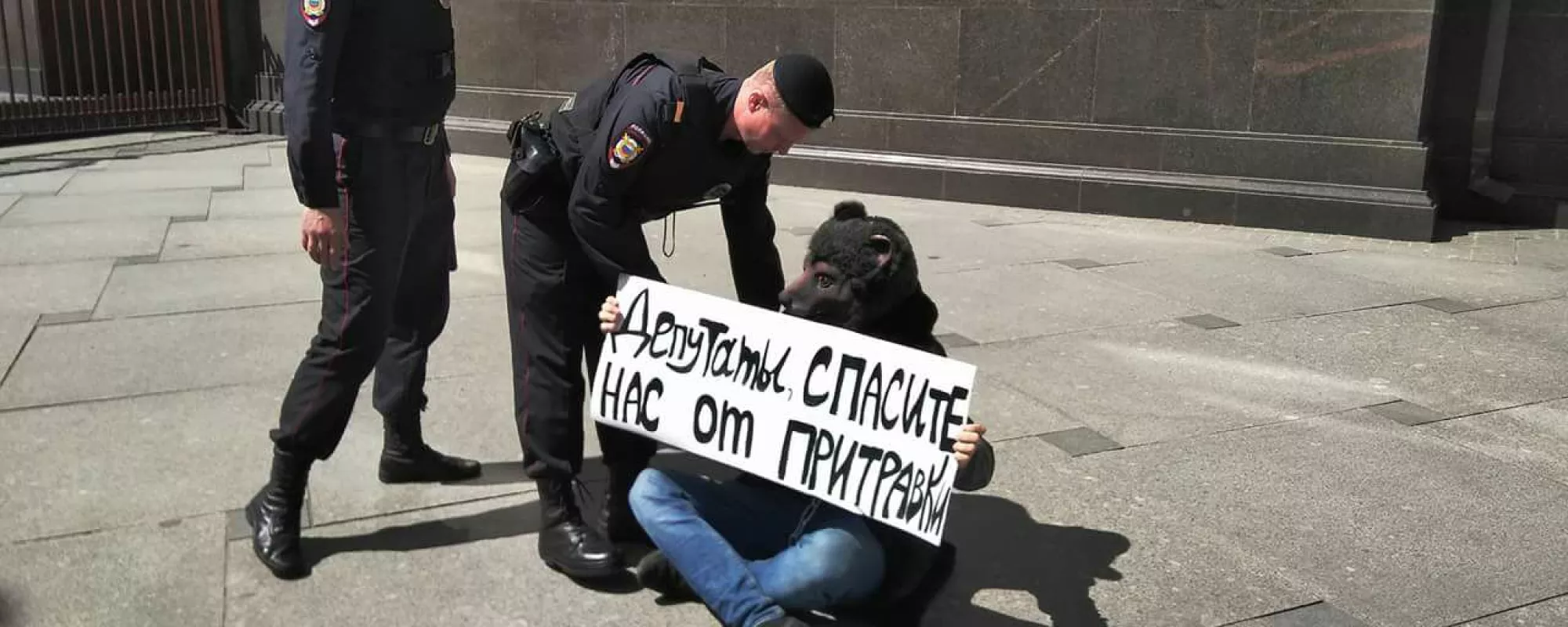 Возле Госдумы задержали проводившего одиночный пикет зоозащитника