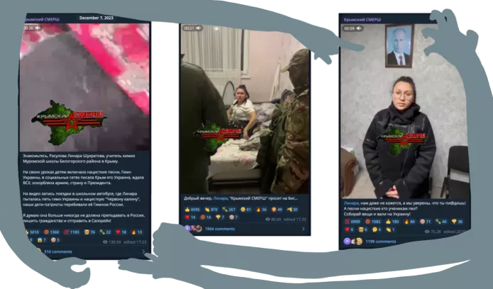 Screenshots of posts by «Krymsky SMERSH» about Linara Rasulova