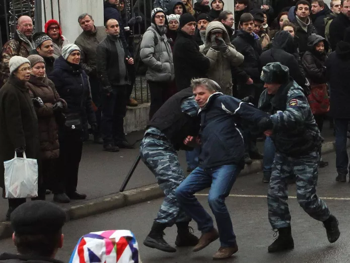 Задержание Алексея Горинова на приговоре узникам первой волны Болотного дела. Февраль 2014 года / Фото: Движение «Солидарность»