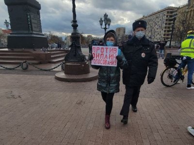 Задержание пикетчицы / Фото свидетельницы задержания